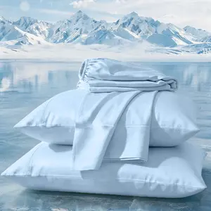 SASTTIE Ice-Sensing 4pcs Extra Deep Bamboo Cooling Bedding - Rayon Derived From Bamboo, Breathable & Soft, Summer Cooling Fiber Bottom Bed Sheets Set For Hot Sleepers, Deep Pocket Up To 14" Sheet Set