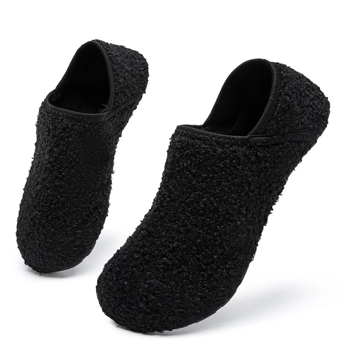 LEAFAGE Slippers for Women & Men, Soft Fuzzy Fleece Slip-On Sock Shoes with Non-Slip Rubber Sole, Cozy & Lightweight for Indoor Travel