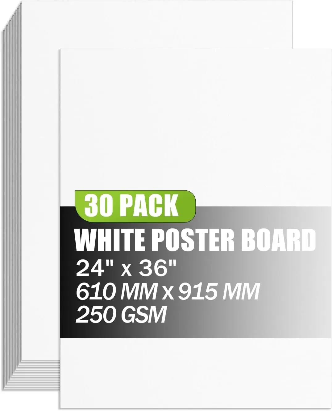 24x36 inches Set of 30 Poster Paper, White Large Blank Heavyweight Poster Board Bulk for Display, School, Office & Craft Projects