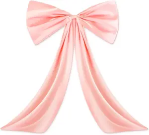 Large Pink Bow for Coquette Room Decor, Giant Pink Bow Christmas Tree Topper, 41 x 25 In Big Ribbon Tie Coquette Bows for Birthday Wedding Party Backdrop Hanging Wall Decorations