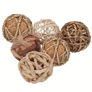6pcs Decorative Balls For Centerpiece Bowl Fillers, 2.7 Inch Assorted Rattan Wicker Balls Spheres Orbs, Vase Fillers, Table Decor, For Home Room Living Room Office Decor, For Mother's Day Easter Party New Year Decor Decoration Ornaments