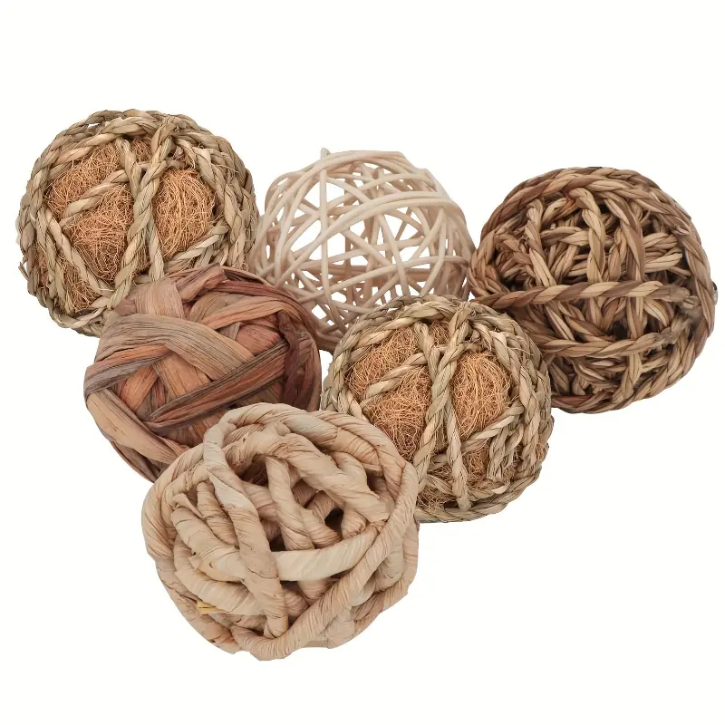 6pcs Decorative Balls For Centerpiece Bowl Fillers, 2.7 Inch Assorted Rattan Wicker Balls Spheres Orbs, Vase Fillers, Table Decor, For Home Room Living Room Office Decor, For Mother's Day Easter Party New Year Decor Decoration Ornaments