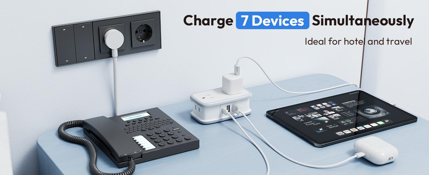 NTONPOWER European Travel Plug Adapter, Type E F Plug Adapter, Italy Travel Adapter with 4 Outlets 3 USB(1USB C) Ports, 4FT Wrapped Around Cord for Travel Spain Iceland Europe Travel Essentials tiktokshopspringglowup outdoorfun NTONPOWER European Travel Plug Adapter, Type E F Plug Adapter, Italy Travel Adapter with 4 Outlets 3 USB(1USB C) Ports, 4FT Wrapped Around Cord for Travel Spain Iceland Europe Travel Essentials tiktokshopspringglowup outdoorfun