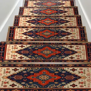 15pcs Stair Mat, Step Pad 8 Inch x 30 Inch Rubber Backed Non-Slip Mat Vintage Style Stair Mats Indoor Stair Mat Safety Pads for Noise Protection, More Suitable for Pets