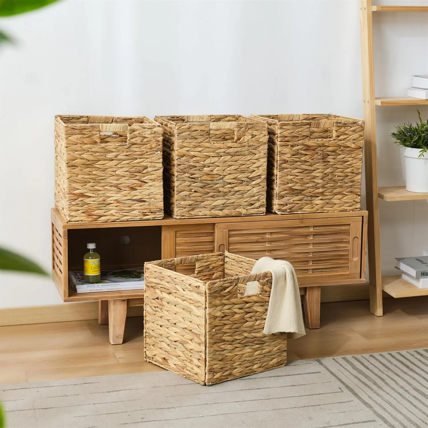 【Summer Sale Deals】4PC Eco-Friendly Seagrass Rope Foldable Storage Basket Hand-Woven Durable Organizer for Living Room Snacks Bedroom Clothes Versatile Easy Storage Solution Weaving,summerwins summerwins