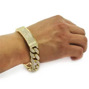 Men's Hip Hop Bracelet - Gold Plated 9-Inch Cubic-Zirconia Miami Cuban Link Chain Fashion Jewelry