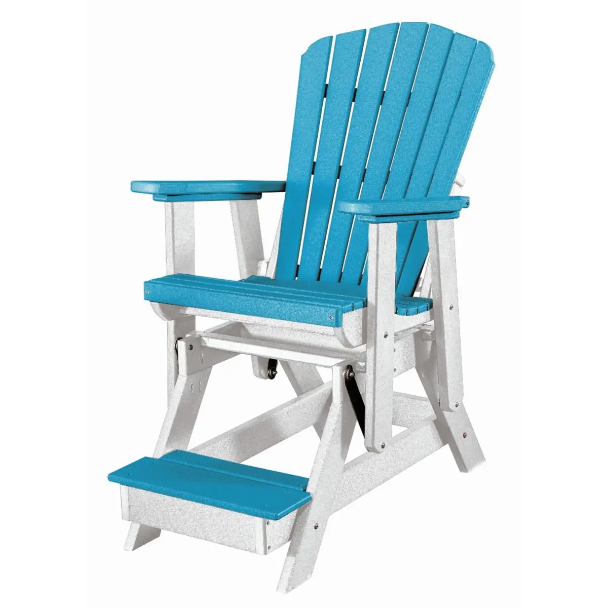 American Furniture Classics 516ARW Amish-Crafted Heavy-Duty Durable Fan Back Balcony Glider - 48 h x 27 w x 40 d in., 65 lbs, Aruba Blue & White Outdoor Decor Chair