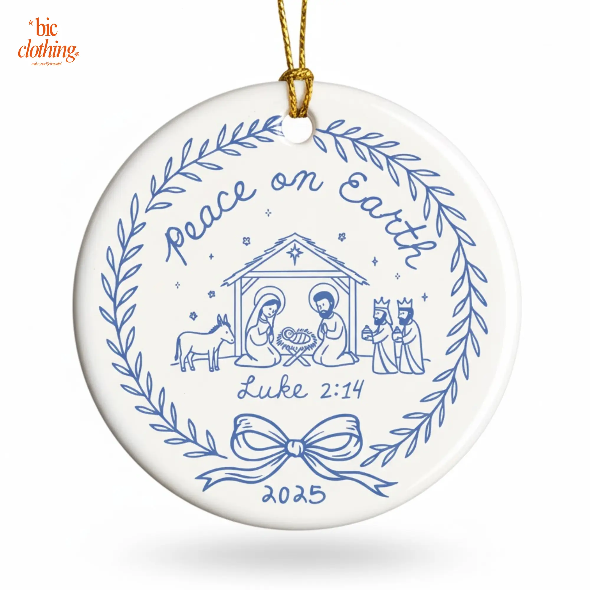 Christian Nativity Ornament, Holy Family Manger Scene, Luke 2:14 Bible Verse Holiday Gift, nativity ornament 2025, religious christmas gift, christmas tree ornament