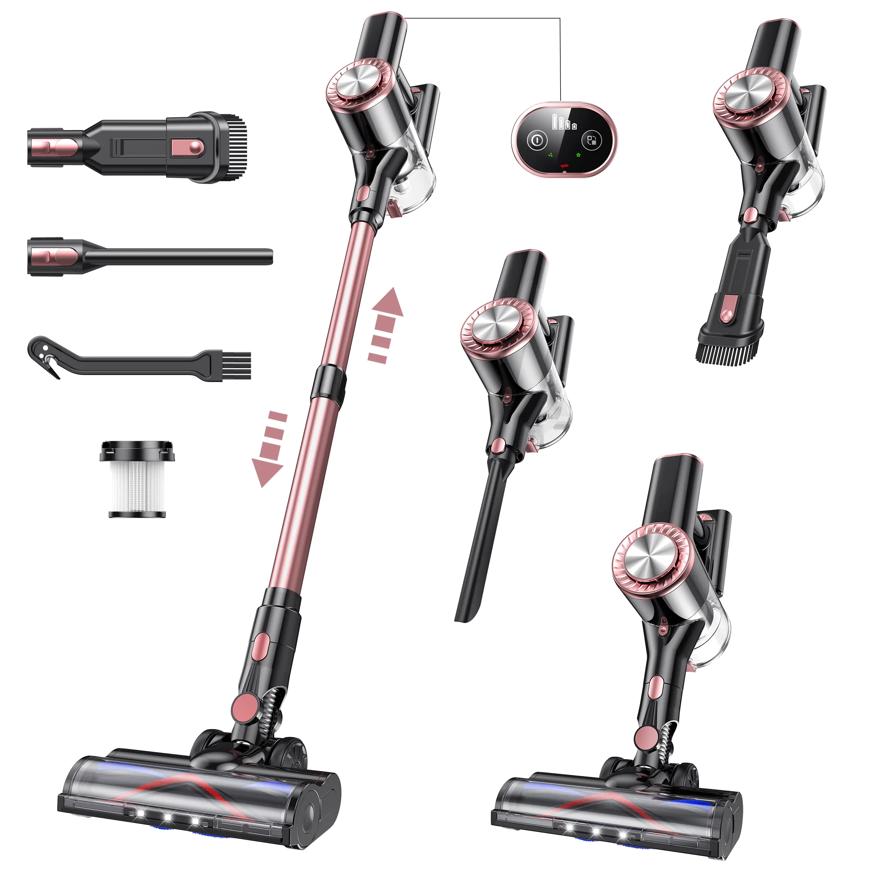 LIBINO 8-in-1 Cordless Vacuum Cleaner | 32kPa for Pet Hair & Carpets, 45Min Runtime, LED Display & HEPA Filter, Wall Mountable