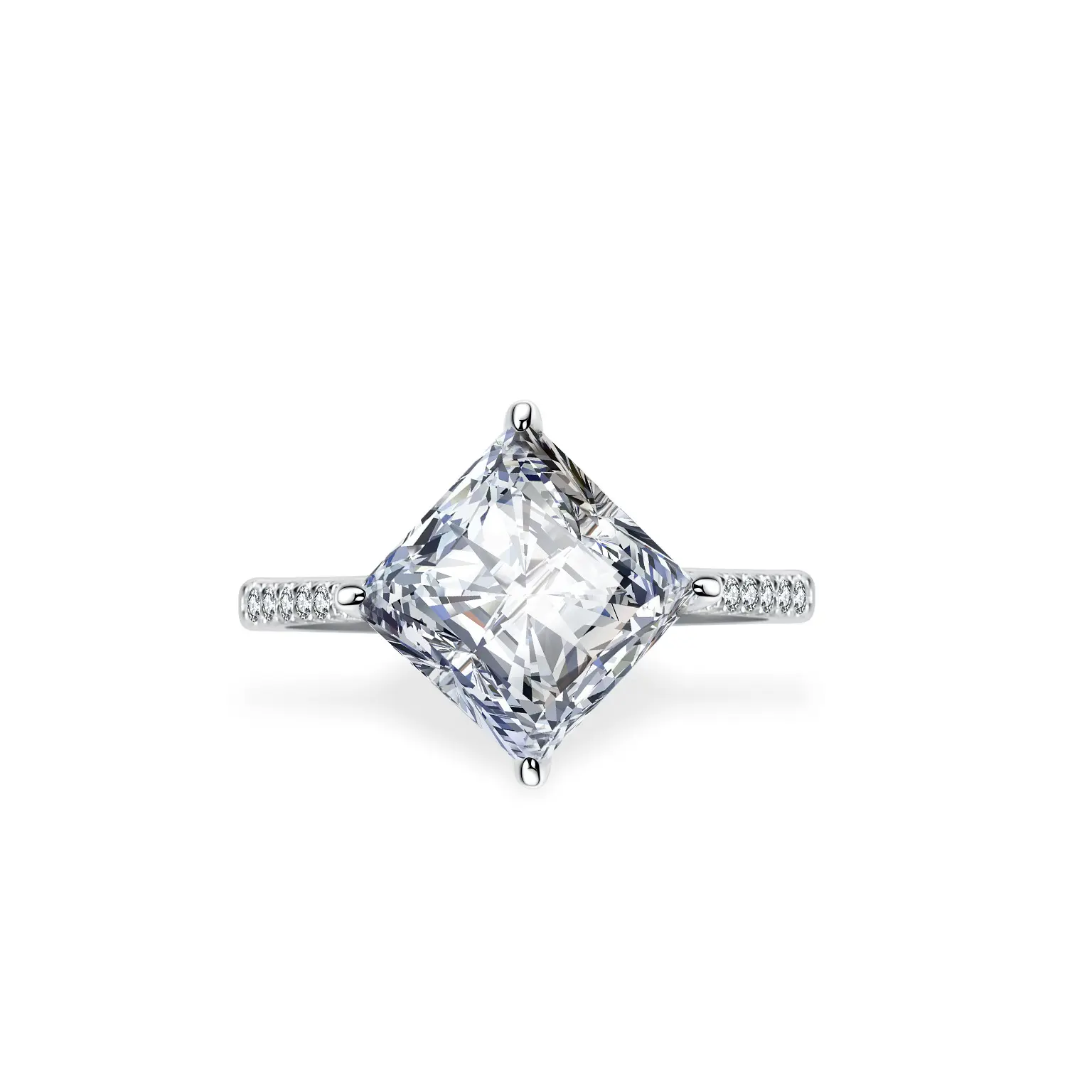 [EVA Jewelry]Princess Cut 3CT 925 Sterling Silver Synthetic Moissanite Ring