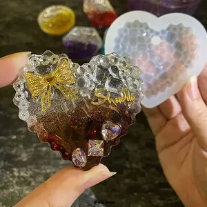 1pc Silicone Love Hanging DIY Epoxy Resin Mold, Crystal Drop Tag Mold, Candle Mold, Craft