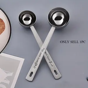 1pc Stainless Steel Coffee Scoop, Tablespoon Measuring Spoon Long Handle Coffee Spoon for Kitchen Cafe Making Coffee Making Tool