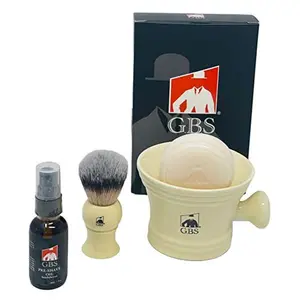 GBS Premium Men's Grooming Wet Shaving Set Ivory Aftershave Foam