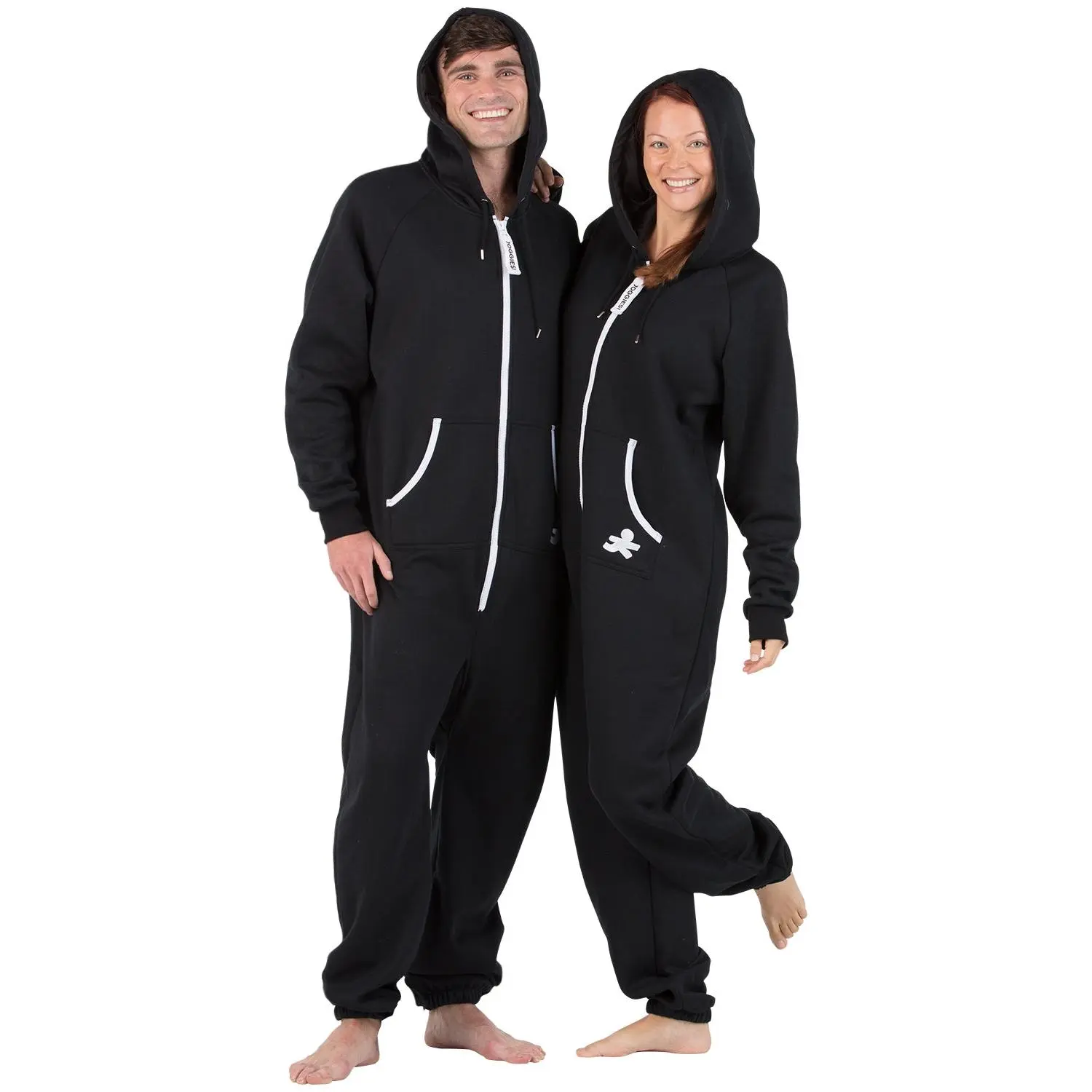 Black and White Adult Footless Hoodie Onesie