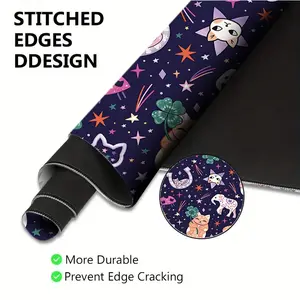 Purple Cute Cat Pattern Mouse Pad With Wrist Rest Set 4PC Purple Large Gaming Mouse Pads Cute Mouse Pad For Desk XXL Non-Slip Rubber Base Desk Pad Keyboard Mat For Office Home Desktop Protector Decor Mousepad Desk Mat Mousepads Aesthetic Ideal For Women