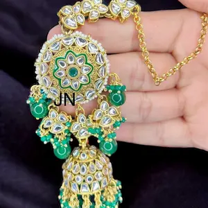 Jhumka earrings with sahaara chain