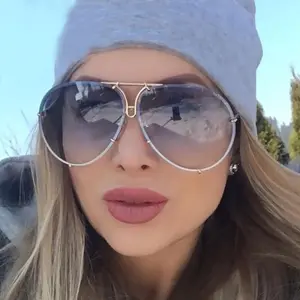 Shadz GAFAS XL "COUNTRY Posche" Oversized Women Sunglasses UV400 Protection Aviator Metal Frame Gradient Design Glamour Touch Unisex Polarized Wrap Around