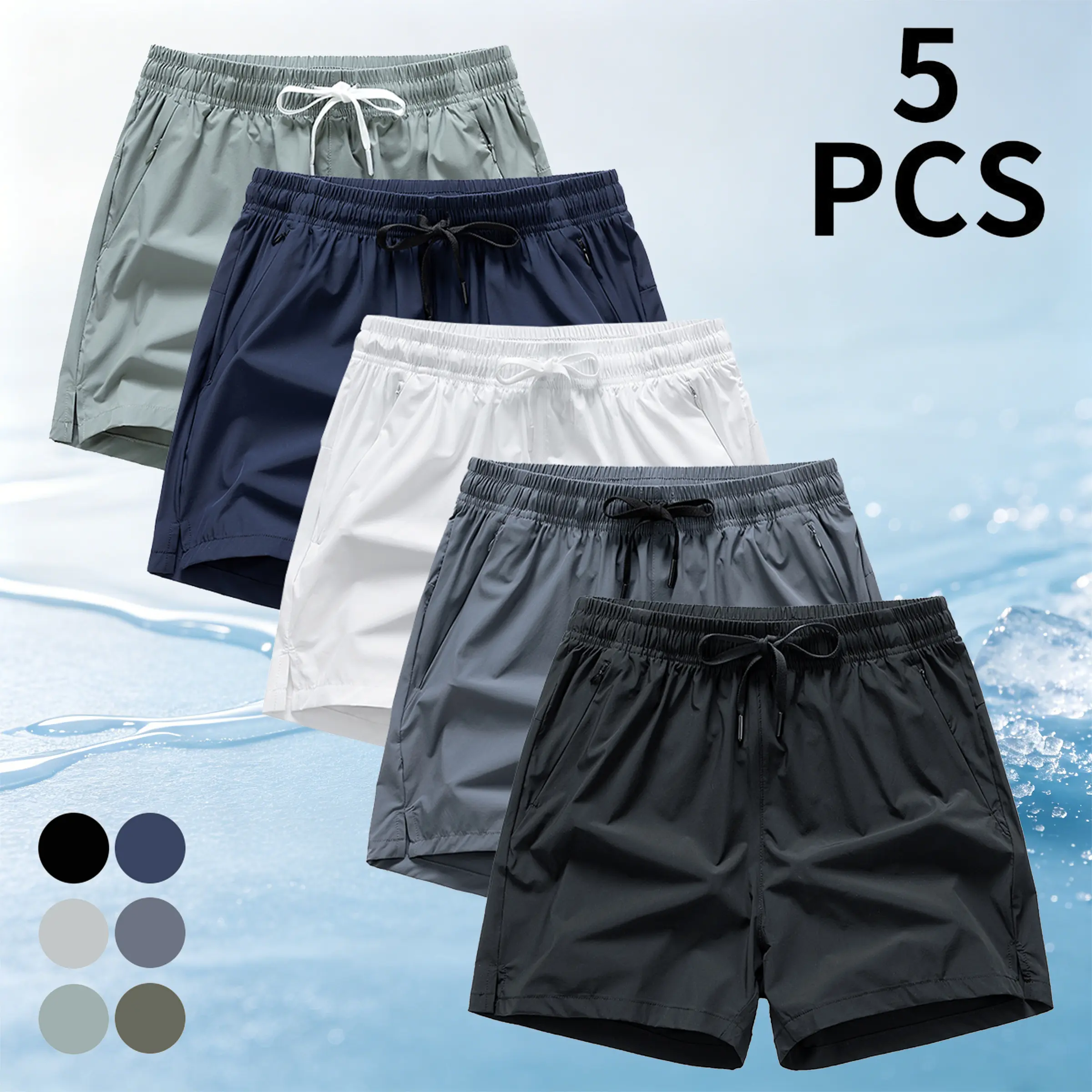 Men's Zipper Pocket Shorts, Regular Fit Casual Drawstring Waist Shorts for Daily Outdoor Wear, Men Bottoms for All Seasons, Casual Fashionable Polyester Shorts, Breathable Athletic Shorts 92%Nylon 8%Spandex Menswear Set clothe,summer,casual athletic short