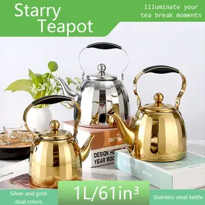 Stainless Steel Tea Pot with Filter, Vintage Style Easy Pour & Detachable Filter, Perfect for Loose Leaf Tea Coffee Restaurant Use Gift, Tea Kettle, Teapot with Strainer