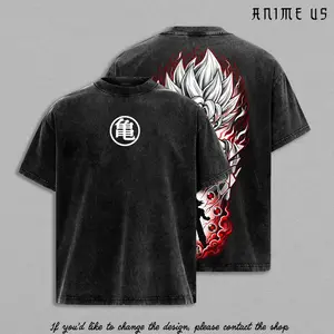Kakarot Super Saiyan DB Shirt Anime Power Up Transformation Tee Energy Aura Punch Graphic Dragon Orb Vintage Washed Oversized Streetwear Unisex