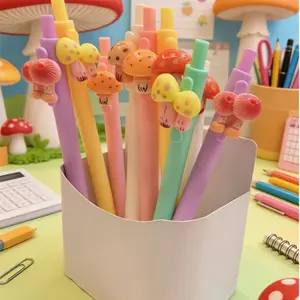 5/10 Pack Mushroom Series New Original High Aesthetic Cute Click Pen, Cartoon 0.5mm, Perfect for Office and School Supplies