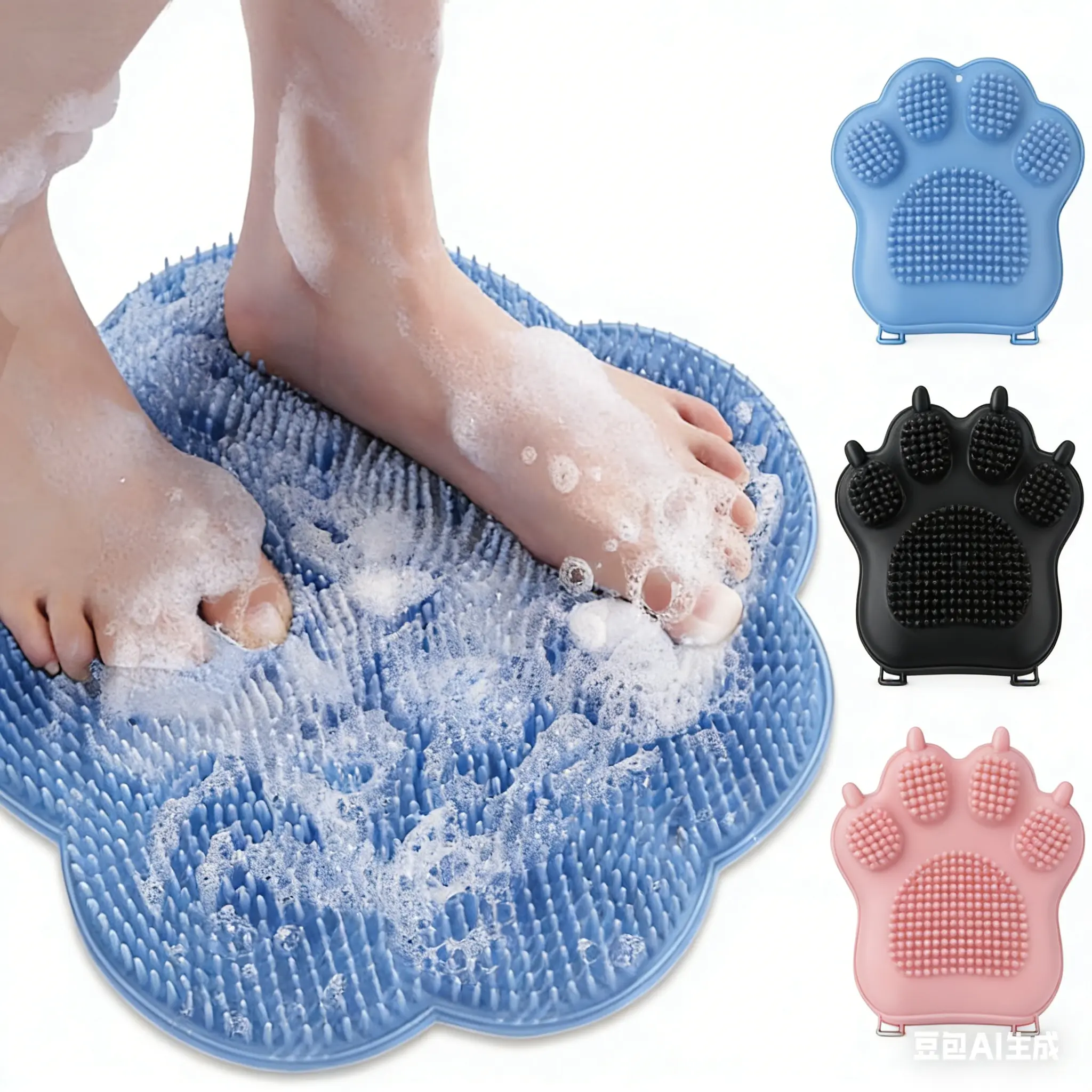 Lazy Back Scratching Pad, Bathroom Shower Brush, Silicone Suction Cup Massage Mat, Cat Paw Silicon Bath Sponge, Back Scrubber, Foot Scrubber, Body Brush, Body Care Tool