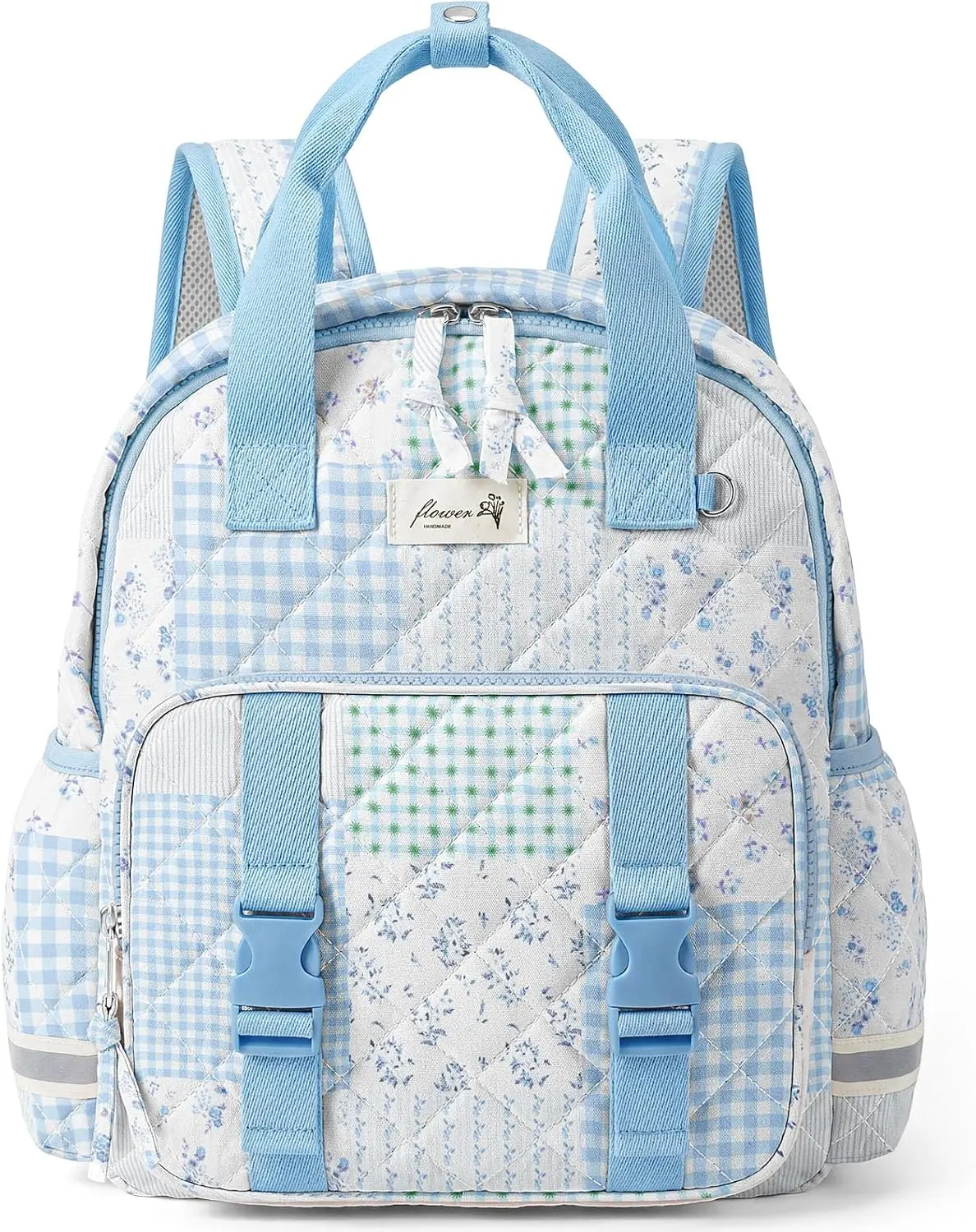 Toddler Backpack for Girls Ages 3-6, Cute Quilted Preschool Kindergarten Backpack for Daycare Travel Gift (Blue Green Patchwork, M)