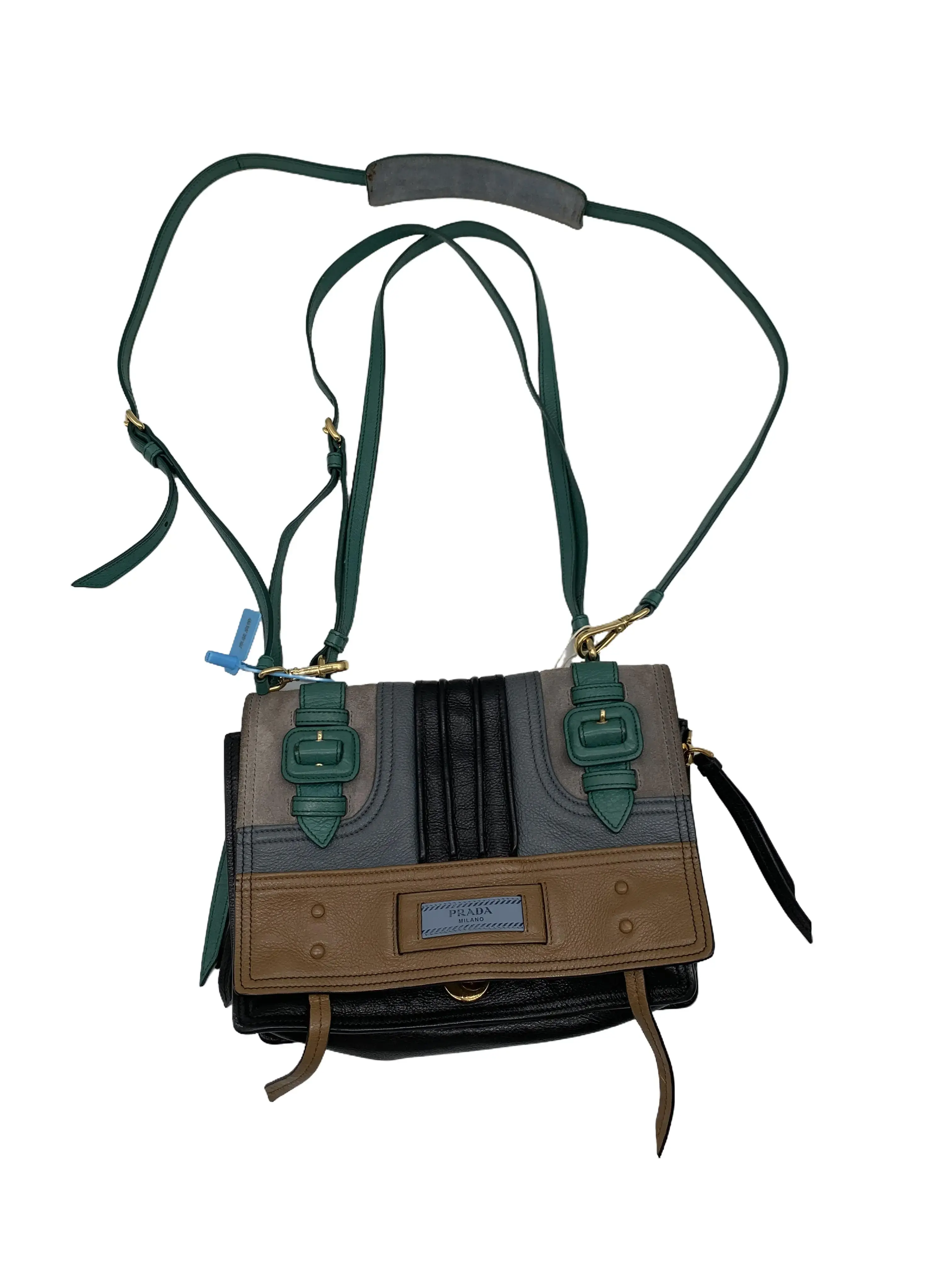 Pre-owned PRADA Color Block Leather Flap Crossbody Bag/WJ07113721/3721