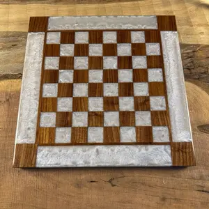 Pure Pearl White Black Walnut Chess Board (INCLUDES PIECES)