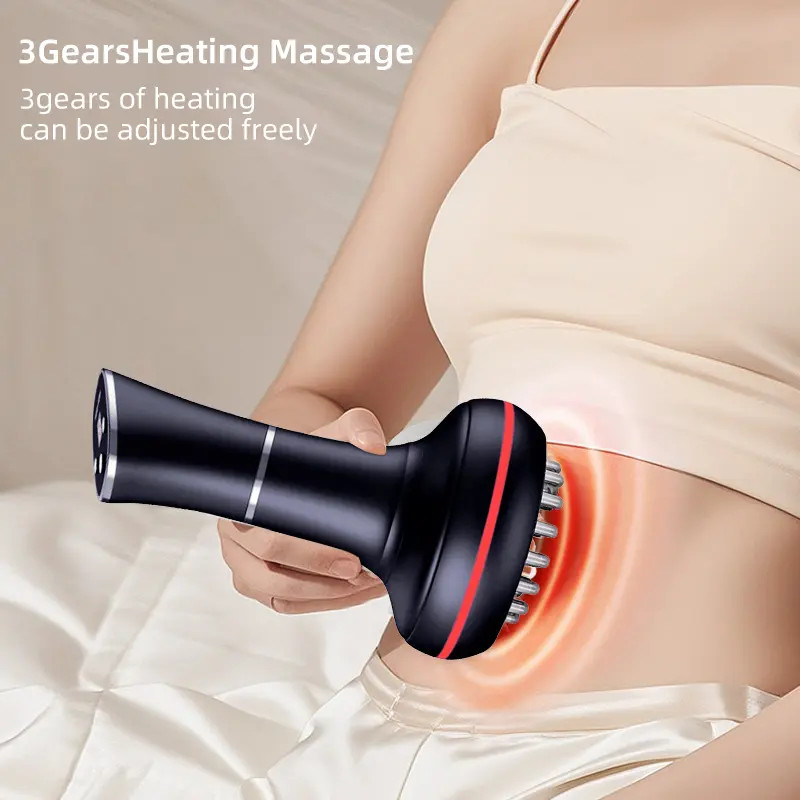 Intelligent 21-Head Meridian Brush with 9 Temperature-Controlled Vibrating Massage Function - Portable Massage Device Suitable for Abdomen, Legs and Other Multiple Areas. Ideal Massage Tool for Home Spa. USB Charging