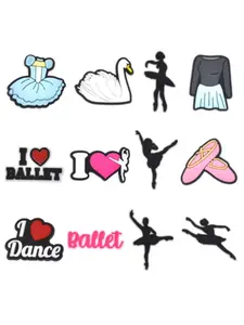 12 Piece Ballet Series Shoe Charms Cute Girls Shoes Accessories Decoration Buckle for Clog Sandal Wristband