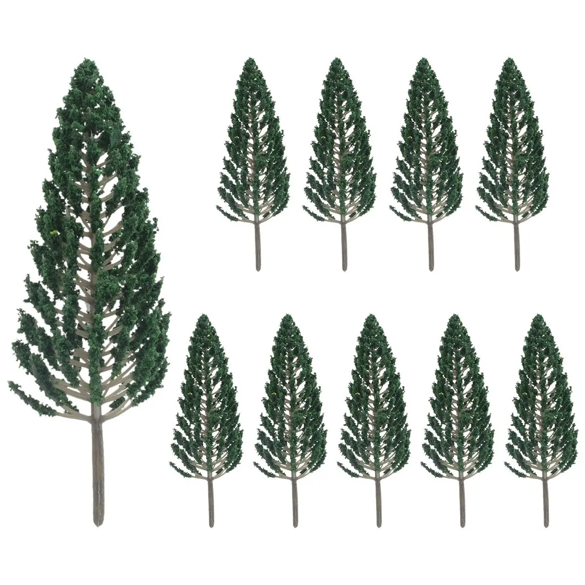 10Pcs Lifelike Pine Tree Decorative Ornaments - 16cm Bright Color, 1:25 O G Scale, for Model Train Railroad Layout, Sand Table Models, Outdoor Landscapes, Plastic