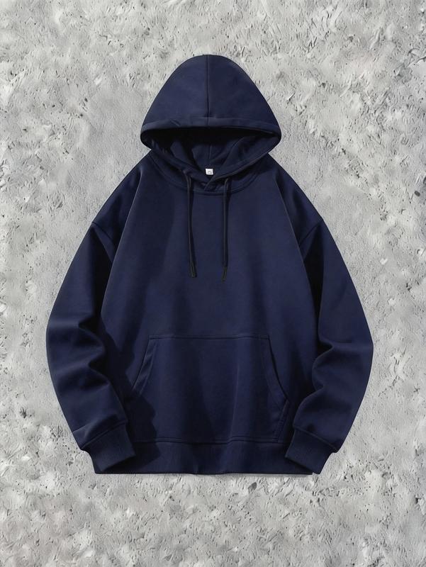 Men’s Solid Color Cotton Hoodie, Loose Fit Pullover Sweatshirt for Fall and Winter, Casual Versatile Menswear Top for Outdoor Activities, Daily Commute, Street Style and Comfortable Everyday Wear Operator