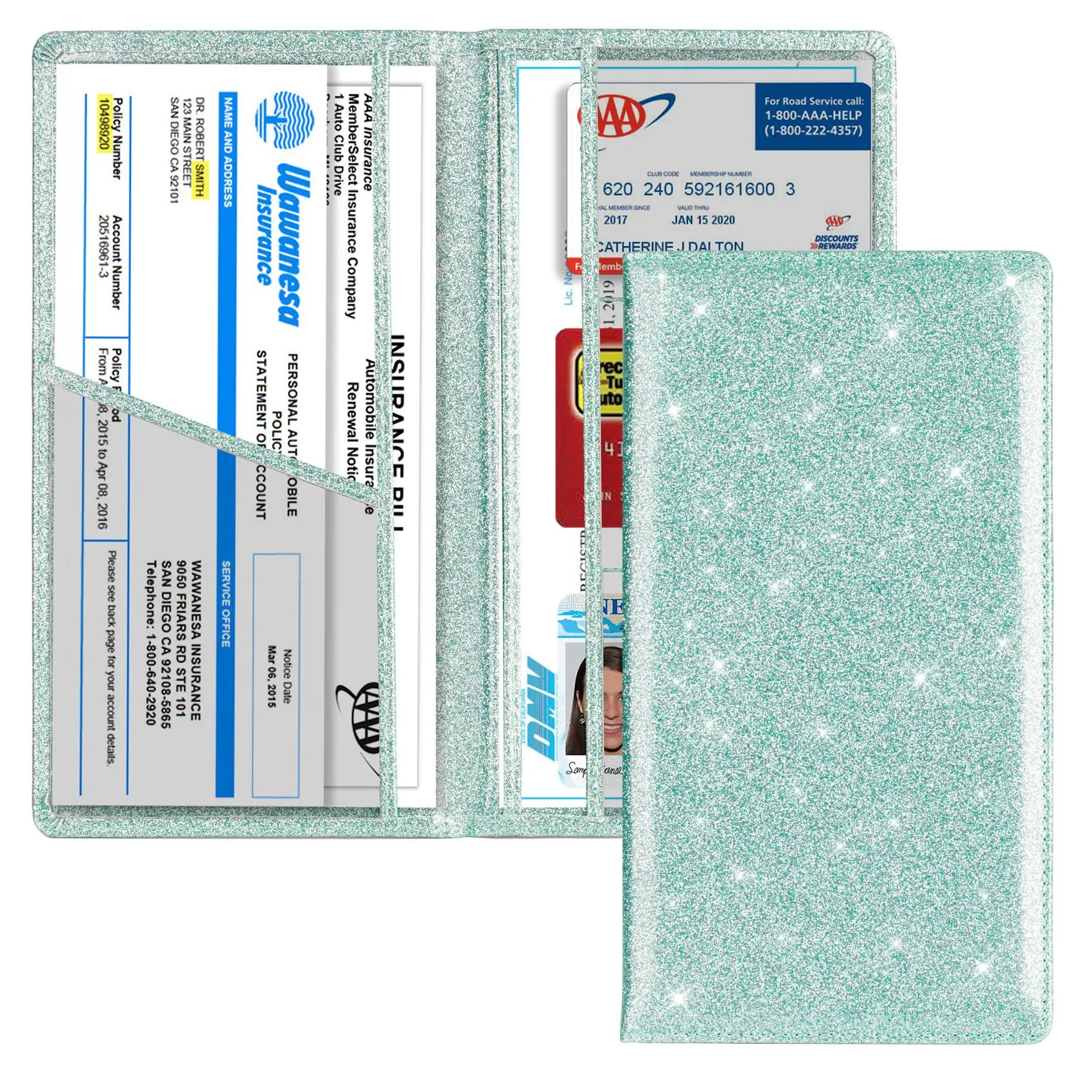 Car Registration & Insurance Card Holder, Vehicle License Document Glove Box Compartment Organizer