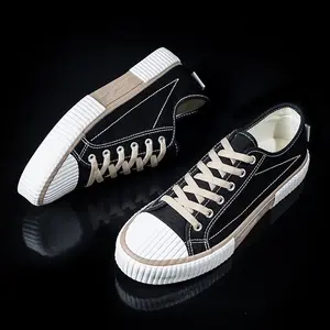 Women's Contrast Canvas Sneakers Ribbed Sole Casual Low-Top Indoor Outdoor Shoes Fashion Daily Footwear