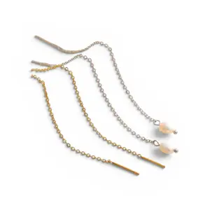 Jennifer Pearl Threader Earrings - Elegant Chain Design with Pearl Accents for Everyday Wear