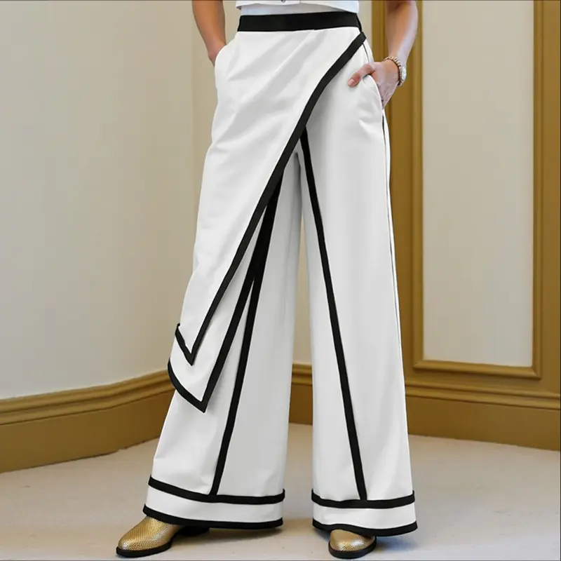 INCERUN Mens High-Waist Wide-Leg Overalls - Alt-Fashion, Panelled, Maximalist, Non-Transparent Casual Loose-Fit Spring/Summer Pants with Contrast Geometric Patchwork for Casual Commute, Fashion Party, Alt-Fashion Men's Pants, Panelled Men's Pants