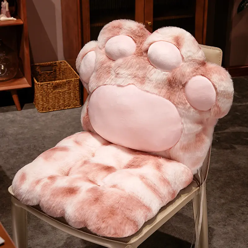 1 piece pink cat paw–shaped seat cushion for home bedrooms; soft seat cushion for chairs; thickened plush fabric backrest and seat cushion combo (2-in-1); place where needed; tie-dye cat paw seat cushion for a cozy home decor vibe.