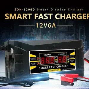 12V 6A 3-Phase Smart Battery Charger & Maintainer, Automatic Fast Charge Auto-Stop Trickle Float Charger with LCD Screen Desulfator for Lead-Acid, GEL, AGM Batteries – Car, Motorcycle
