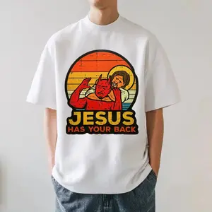 JESUS HAS YOUR BACK Funny ,Casual Cotton, Trendy T-Shirts for Men & Women, Casual Shortsleeve Streetwear, Menswear Top,Penny tees
