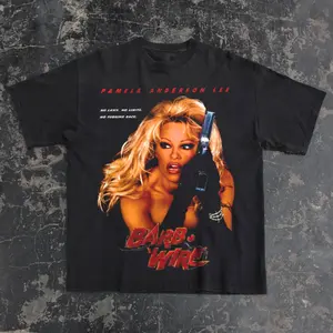 Pamela Anderson 'Barb Wire' 1996 Black T-Shirt, Movie Tee, Gifts Shirt, Unisex Vintage Graphic Tees Gothic Grunge Y2k Emo Scene Amity Affliction Style Clothes Men Women Streetwear