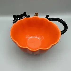 New Starbucks Taiwan 2021 Halloween Collection black cat with pumpkin Bowl Tableware