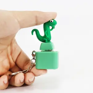 Lizard Button Keychain Press to Make Sound Relieve Stress Fun Gift Green Design Interactive Fidget Toy for Kids Adults