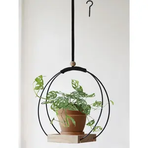 Hanger with  Base - Boho Macrame Hanging  Holder for Indoor  Hanging Planter for Wall /Window/Room Decor Black (Pot &  Not Included)