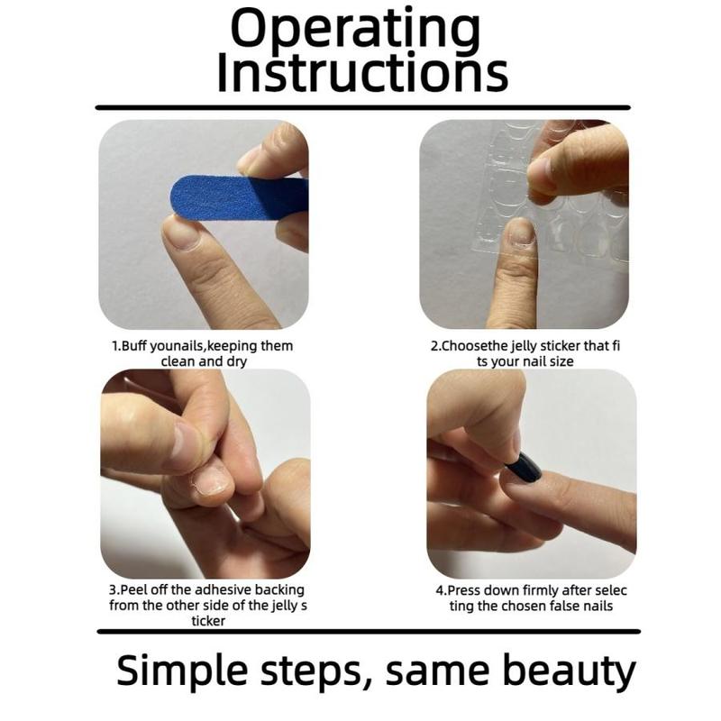 Elegant 24-Piece Medium Duckbill Shaped Fake Nails Set, Glossy Light Ombre with Chain and Rhinestone Decoration, Easy to Apply for Girls and Women