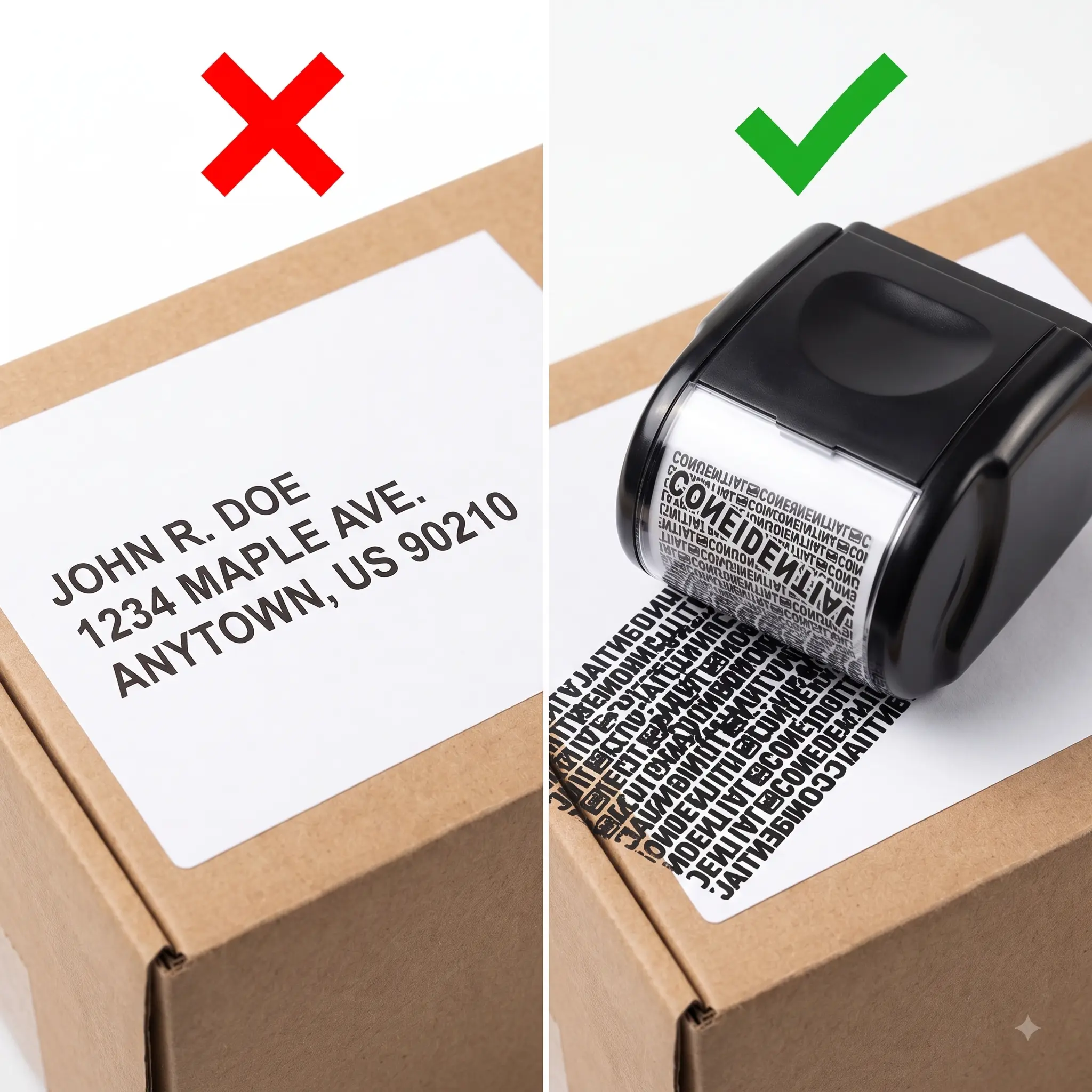2-Pack Privacy Protection Security Roller Stamp, Shipping Label Blocker (Mega Sale), 100m ID Theft Prevention Ink Roll, Ultimate Desk Setup Data Security Tool