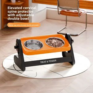 Stainless Steel Dog Feeding Bowls Set, Adjustable Elevated Pet Feeder, Non-Slip Design for Small Dogs and Cats, 2 Bowls and 1 Raised Bowl
