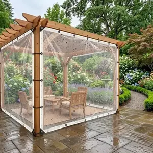 Outdoor Garden Clear Plastic Sheet 10ft×13ft, All Weather Rainproof Windproof UV Block Dustproof Vinyl Tarp, Reinforced Edge Loops for Greenhouse Tent Enclosure reinforce grommet protection