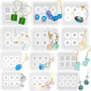 12 piece bead set silicone mold resin mold with holes for gemstone inlay jewelry casting, Epoxy Resin Silicone Mold tiktokshopspringglowup