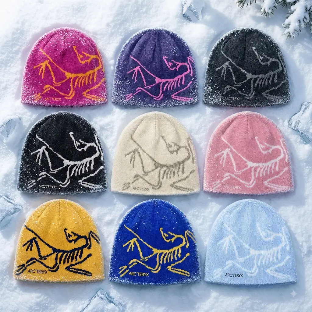 ARC'TERYX Knit Beanie with Skeleton Dinosaur Graphic – Multiple Colors